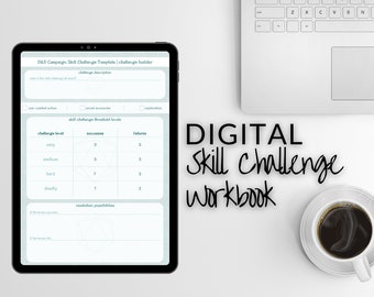 D&D Skill Challenge Digital Workbook | 8.5”x11” portrait orientation | Downloadable PDF