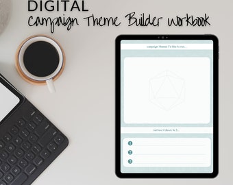 D&D Campaign Theme Builder Digital Workbook | 8.5”x11” portrait orientation | Downloadable PDF