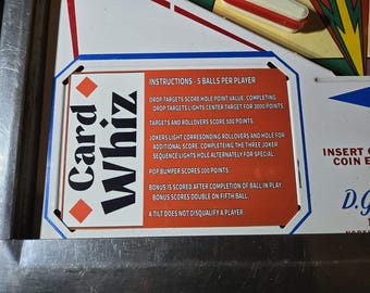 Card Whiz Apron Cards Gottlieb Pinball