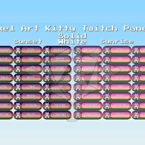 Pixel Art Kitty Twitch Panels - Effen witte Kitty - 48 panelen