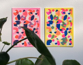 Risograph, Print Postcard Art, A6 Print, Designer Prints, Postcard Pack, Handmade Postcard, Graphic Designs, Minimalistic Wall Art, Colorful