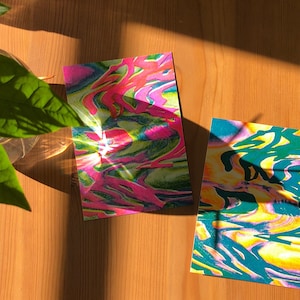 Risographie, Design de carte postale, Jeu de cartes postales, Impression d'art fait main, Impression A6, Designs graphiques, Impressions durables, Motifs colorés, Couleurs vives