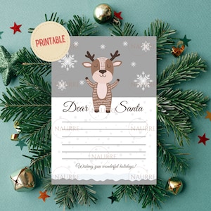 Letter To Santa, Santa Letter, Letter To Santa, Kids Letter To Santa, Printable Letter To Santa, Christmas Wish List, Cute Reindeer, deer