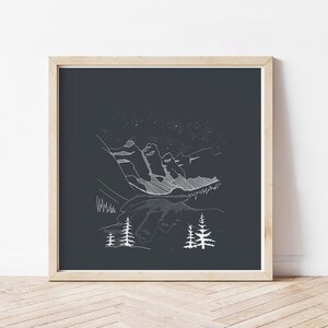 Banff national park moraine lake minimal illustrated printin slate grey