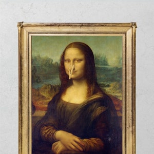 Stampa della Gioconda, Da Vinci, arte classica alterata vintage per il bagno, regalo umoristico per il bagno per l’artista, stampe divertenti per il bagno per la migliore amica