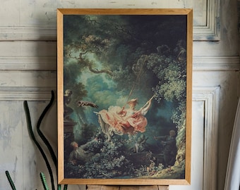 The Swing Jean-Honore Fragonard - With Cats! Altered Classic Art with a cat for office, dark academia gift for art lover, digital download