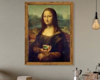 その他 Coffee Break Drawing of Mona Lisa Coffee Art, Mona Latte, Painted Using Only Coffee, Drinking