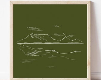 Impression personnalisée de montagne de la table, impressions vert olive pour le bureau, cadeau d'anniversaire pour amateur de voyage, cadeau de voyage pour lui, affiches de plein air