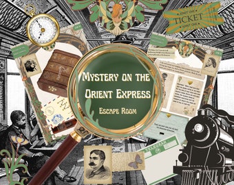 Mystery on the Orient Express Escape Room, Treasure Hunt Game, Escape Room Printable Kit, Date Night Game, Agatha Christie Gift for Birthday