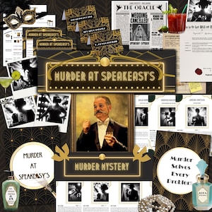 1920s Murder Mystery Party, Printable Kit, Birthday Party Game for Adults, Great Gatsby, Art Deco New Year&#39;s Eve Murder Mystery 6-21 players