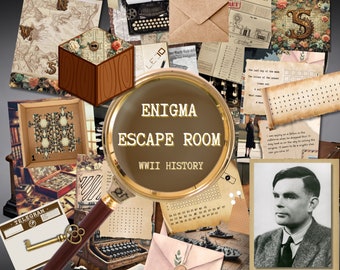 Enigma Escape Room, Alan Turing Codebreaker, Escape Room Printable, Escape Room Kit, Digital Download, Birthday Party Game, WWII History