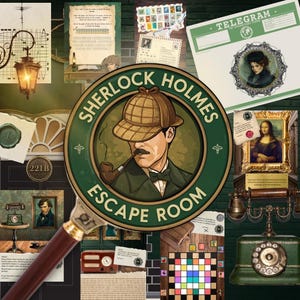 Escape Room de Sherlock Holmes, kit imprimible, regalo para una cita romántica, juego para fiesta de cumpleaños