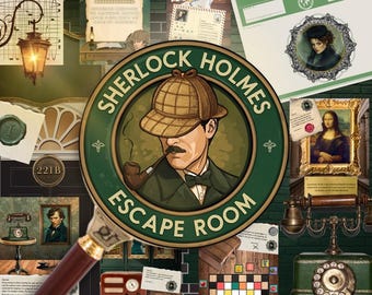 Salle d'évasion Sherlock Holmes, kit à imprimer, cadeau pour un rendez-vous galant, jeu de fête d'anniversaire