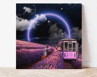 Impression d'art vintage Space Age : collage rétro futurisme