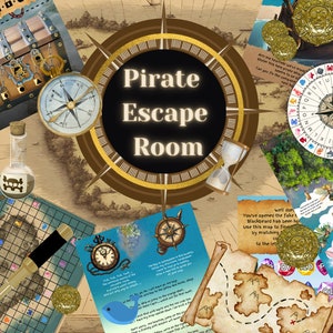 Pirate Escape Room Puzzle, Pirate Birthday Party Treasure Hunt, Printable Escape Room Kit for Adults, Digital Download Pirate Game for Kids
