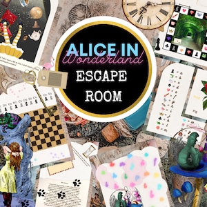 Alice in Wonderland Escape Room, Printable Escape Room for Kids, Escape Room Party Kit, Digital Download, Birthday Party Game for Groups