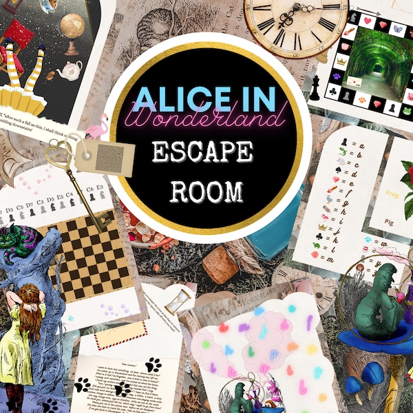 Alice in Wonderland Escape Room, Printable Escape Room for Kids, Escape Room Party Kit, Digital Download, Birthday Party Game for Groups