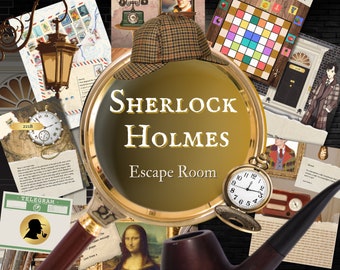 Sherlock Holmes Game Enigma Escape Room, Treasure Hunt Game, Escape Room Printable Kit, Digitale Download, Verjaardagsfeestspel voor volwassenen