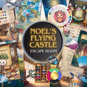 Noel's Flying Castle Fantasy Escape Room for kids, Wizard Escape Game Printable, Escape Room Kit, Digital Download, Birthday Party Game,