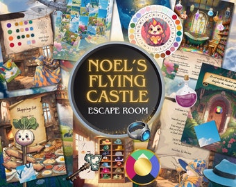 Noel's Flying Castle Fantasy Escape Room for kids, Wizard Escape Game Printable, Escape Room Kit, Digital Download, Birthday Party Game,