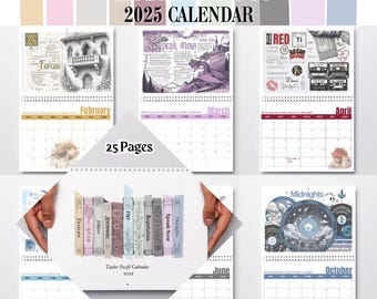 Eras Tour 2025 calendar, Lyric calendar, 2025 Eras Tour Calendar Planner, Eras Tour Lyrics, birthday gift for best friend, cute calendar