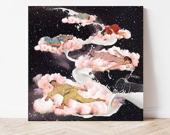 La voie lactée - impression d'art moderne vintage Space Age, milieu du siècle, cadeau rétro futurisme, art mural original pour chambre de bébé, impressions cosmiques, numérique