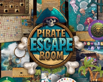 Puzzle Escape Game pirate, chasse au trésor fête d'anniversaire pirate, kit d'escape game imprimable pour anniversaire, jeu de pirate en téléchargement numérique