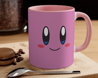 Kirby Face Accent Coffee Mug, 11oz | Classic Retro Gaming T-shirt | Give for her | gift for him | gamer shirt | nes tshirt