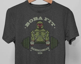 Boba Fett Short Sleeve Tee - Unisex Jersey   - Boba Fit - The Mandalorian Gym - Workout Clothes - Mens and Womens Fun Fitness Tshirt