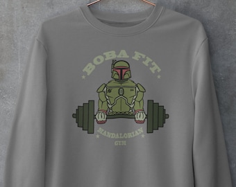 Boba Fett Unisex Sweatshirt - Unisex Jersey - Boba Fit - The Mandalorian Gym - Workout Clothes - Mens and Womens Fun Fitness Tshirt