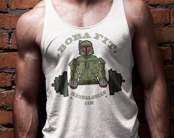 Boba Fett Tank  - Boba Fit - The Mandalorian Gym - Workout Clothes - Mens and Womens Fun Fitness Tshirt