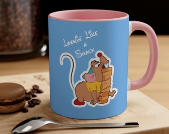 Lookin' Like A Snack Accent Coffee Mug, 11oz, Gus-Gus cup, Disney Cindrella, Disney Snacks, Disneyland Trip tee, Disney Family Shirt