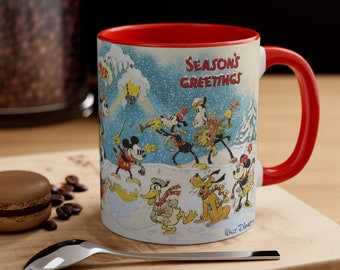 Classic Disney Christmas Accent Coffee Mug, Vintage Disney, 11oz, Mickey Mouse