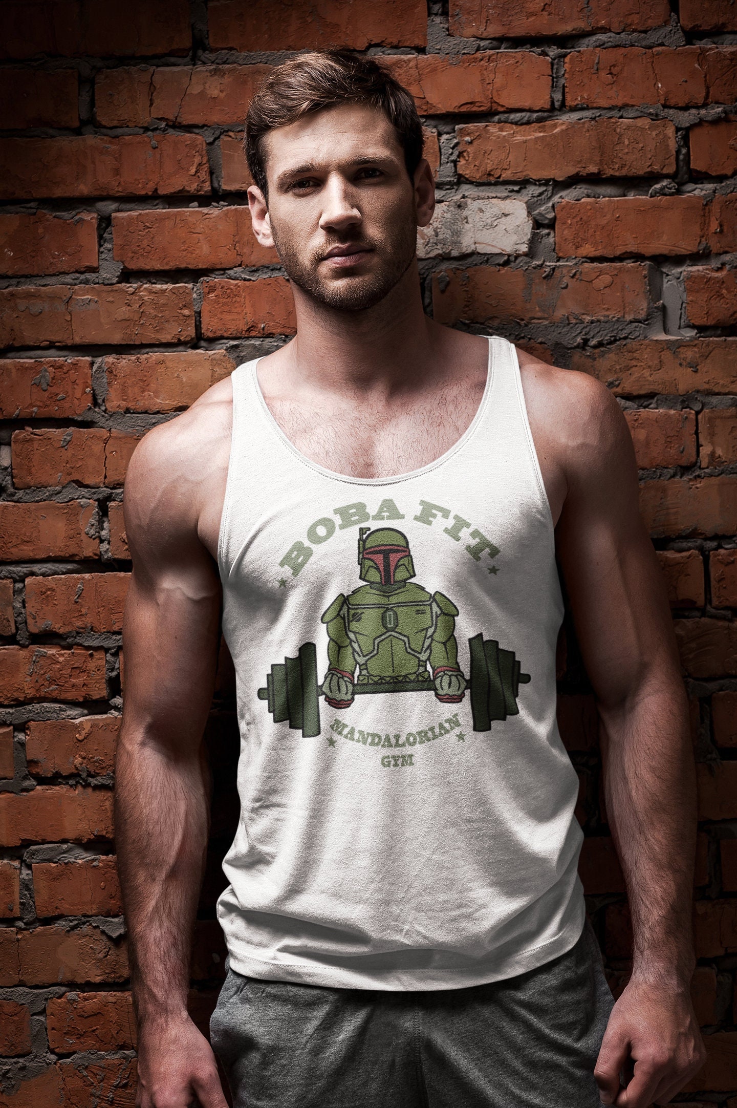 Boba Fett Tank  - Boba Fit - The Mandalorian Gym - Workout Clothes - Mens and Womens Fun Fitness Tshirt