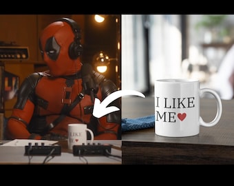 Taza "Me gusta", réplica exacta (11 oz, 15 oz), accesorio de película, taza de amor propio, taza con cita inspiradora, taza de Deadpool, taza con cita de película