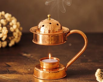 Handmade Vintage Copper Incense Holder, Aromatherapy , Essential Oil , Copper Incense Burner, Candle Holder, Hand Hammered