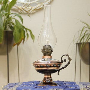 Handgemachte Vintage Öl Lampe, Petroleum Lampe, Kupfer Öl Lampe, Kupfer Öl Lampe, Petroleum Lampe