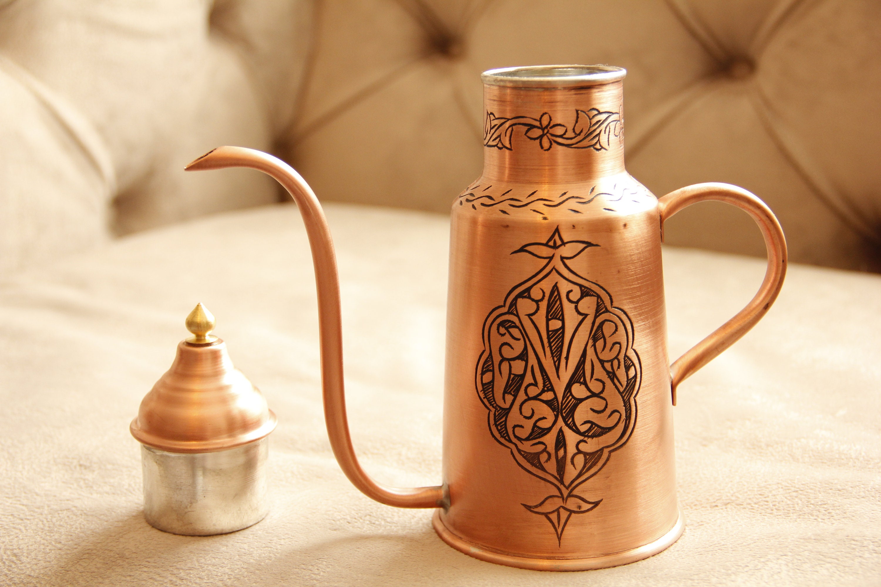 copper olive oil bottle