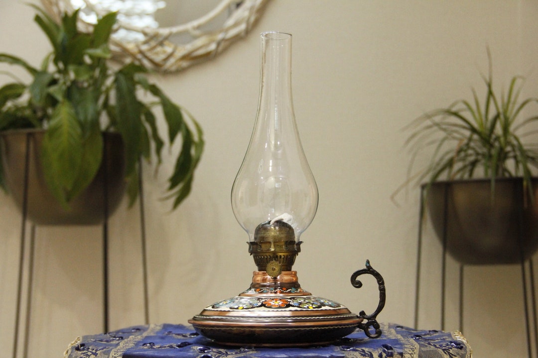 Handmade Vintage Oil Lamp, Oil Lamp, Copper Oil Lamp, Copper Oil Lamp,  Kerosene Lamp 