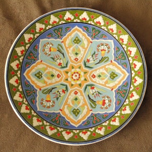 Piatto fatto a mano, piatto decorativo autentico, arte della ceramica piastrellata, piatto in ceramica, piatto decorativo da parete, arredamento per la casa colorato, 31 cm