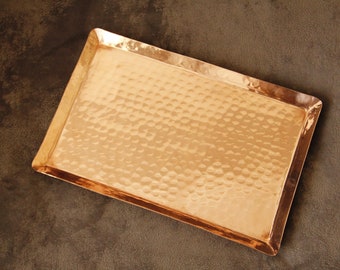 Mothers day gift, Handmade Copper Serving Tray, Hand Hammered, Rectangular Tray, Vintage Tray, Decorative, Copper Tray, 12.2 x 8.27 inches