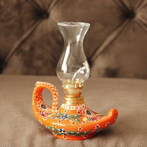 Handmade Vintage Oil Lamp, Oil Lamp, Ceramic Oil Lamp, Ceramic Oil Lamp, Kerosene Lamp
