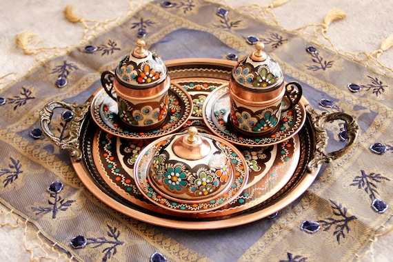 Turkish Coffee Set, Handmade Turkish Copper Coffee Set, Espresso Cup, Copper Coffee Set, Traditional Ottoman Coffee Set, Espresso Set