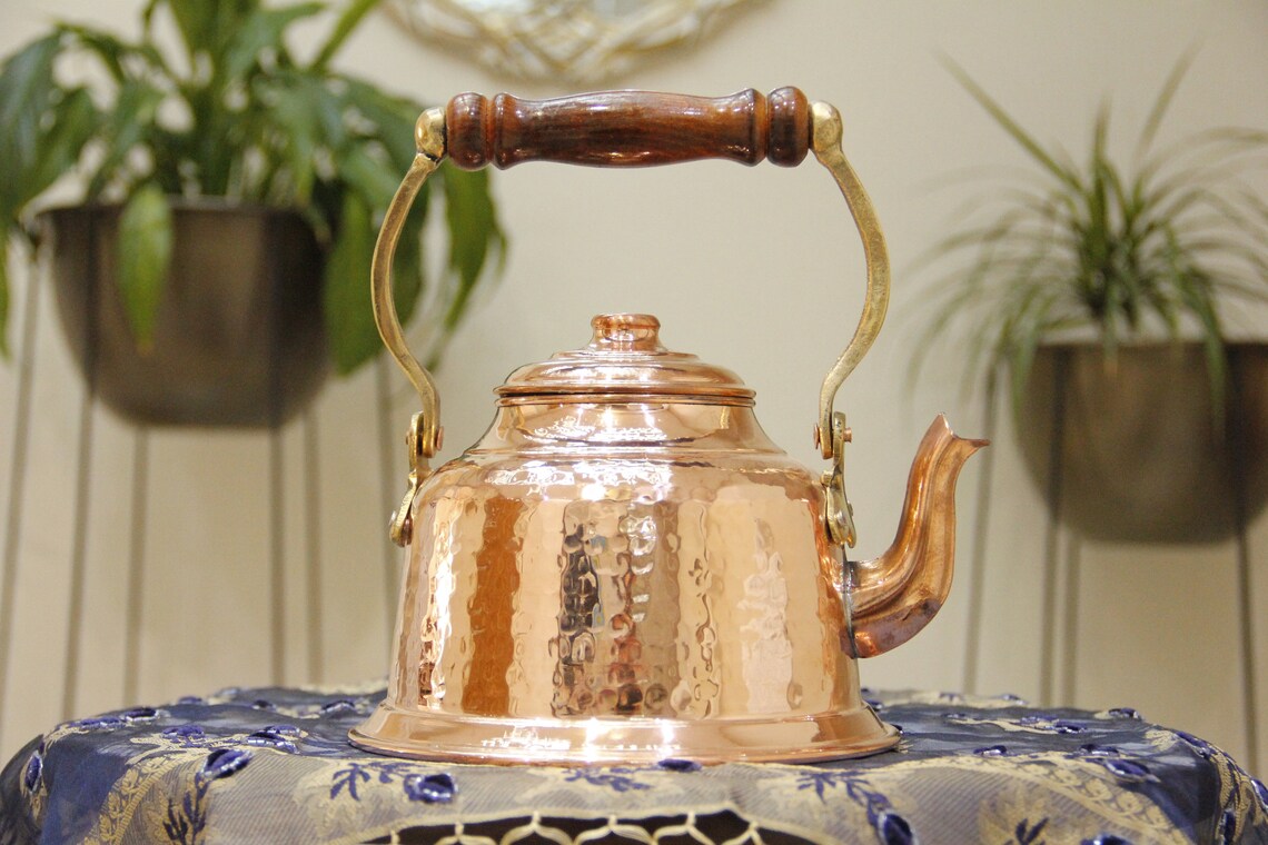 Handmade Vintage Turkish Kettle Handhamered Teapot Copper Etsy
