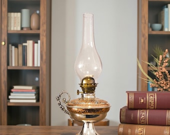 Handmade Vintage Oil Lamp, Copper Oil Lamp, Kerosene Lamp, Big Oil Lamp
