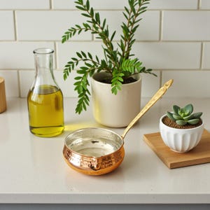 Cacerola de cobre, cacerola, olla pequeña de cobre, utensilios de cocina martillados a mano, utensilios de cocina de cobre