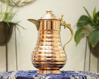 Handmade Vintage Turkish Copper Pitcher, Water Carafe, Traditional Turkish Jug, Copper Jug, Copper Pitcher