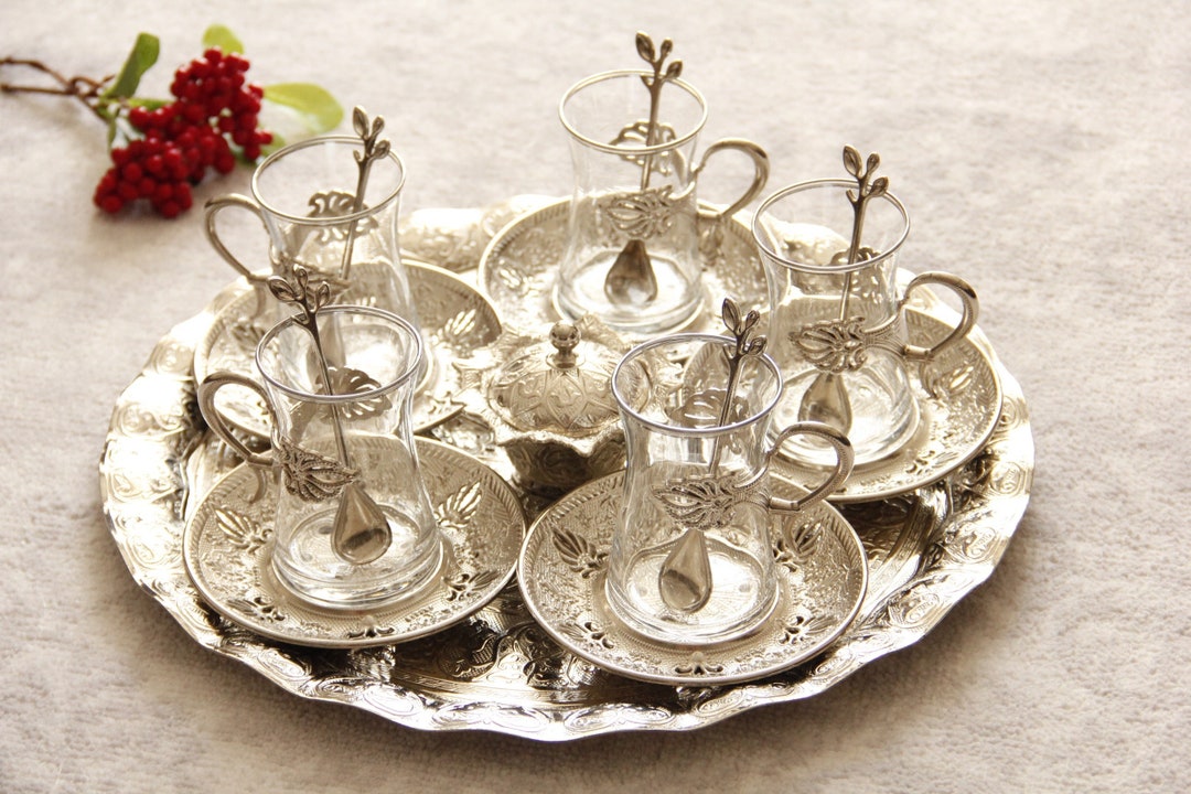Vintage Turkish Tea Set, Tea Cup, Tea Set, Traditional Ottoman Tea Set