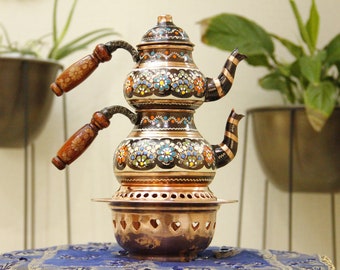 Mothers day gift, Handmade Vintage Turkish Tea Kettle, Copper Infuser, Copper Kettle, Copper Teapot, Teapot, Infuser