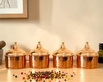 Handmade Vintage Copper Spice Bowls, Hand Hammered, Spice Jars, Sugar Bowls, Home Decor or Kitchen Decor